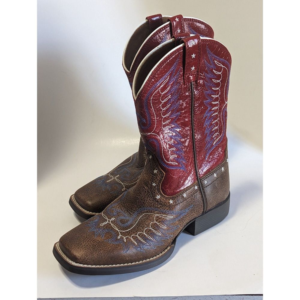 Ariat Square Toe Youth Red White Blue Western Boot Size 3